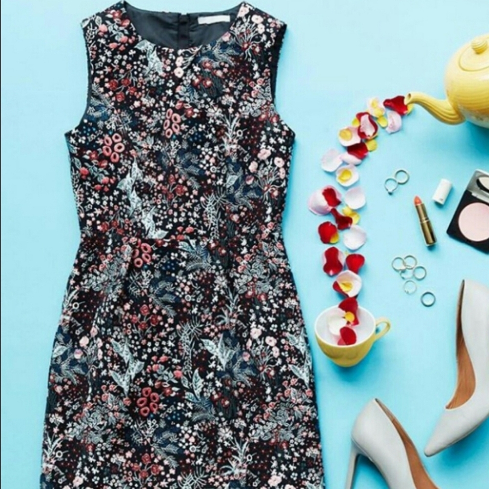 H&M Jacquared Weave Floral Dress.  Fully lined Size 2